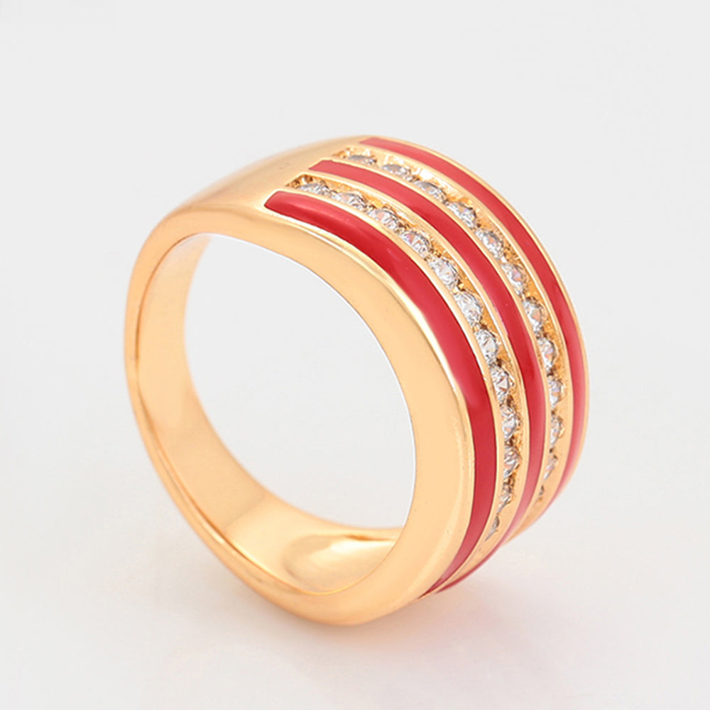 Conjunto de Aleación Bañado en Oro con Cristal Emporia® Rojo y Cristal Emporia® Blanco ( Pendientes +Anillo ) 9 