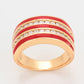 Conjunto de Aleación Bañado en Oro con Cristal Emporia® Rojo y Cristal Emporia® Blanco ( Pendientes +Anillo )