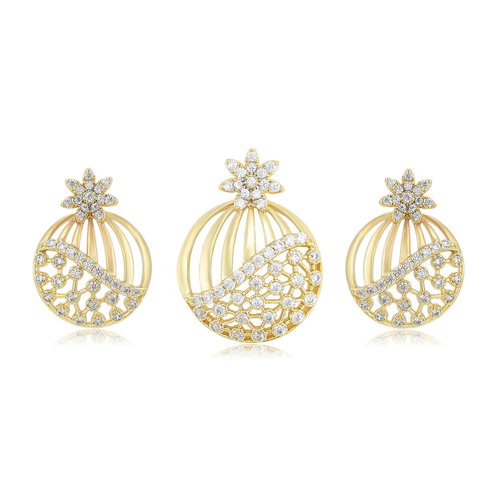 Conjunto de Aleación Bañado en Oro con Cristal Emporia® Blanco ( Pendientes +Colgante ) 1 