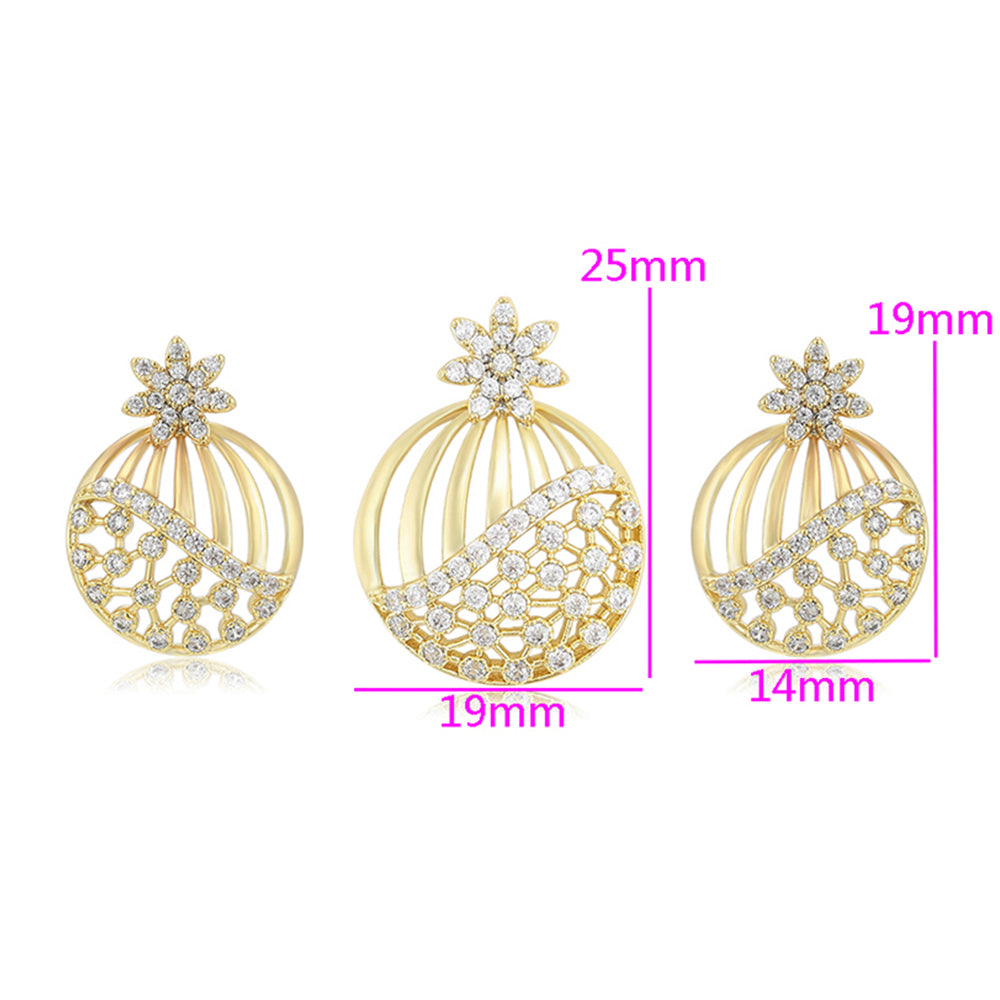 Conjunto de Aleación Bañado en Oro con Cristal Emporia® Blanco ( Pendientes +Colgante ) 2 