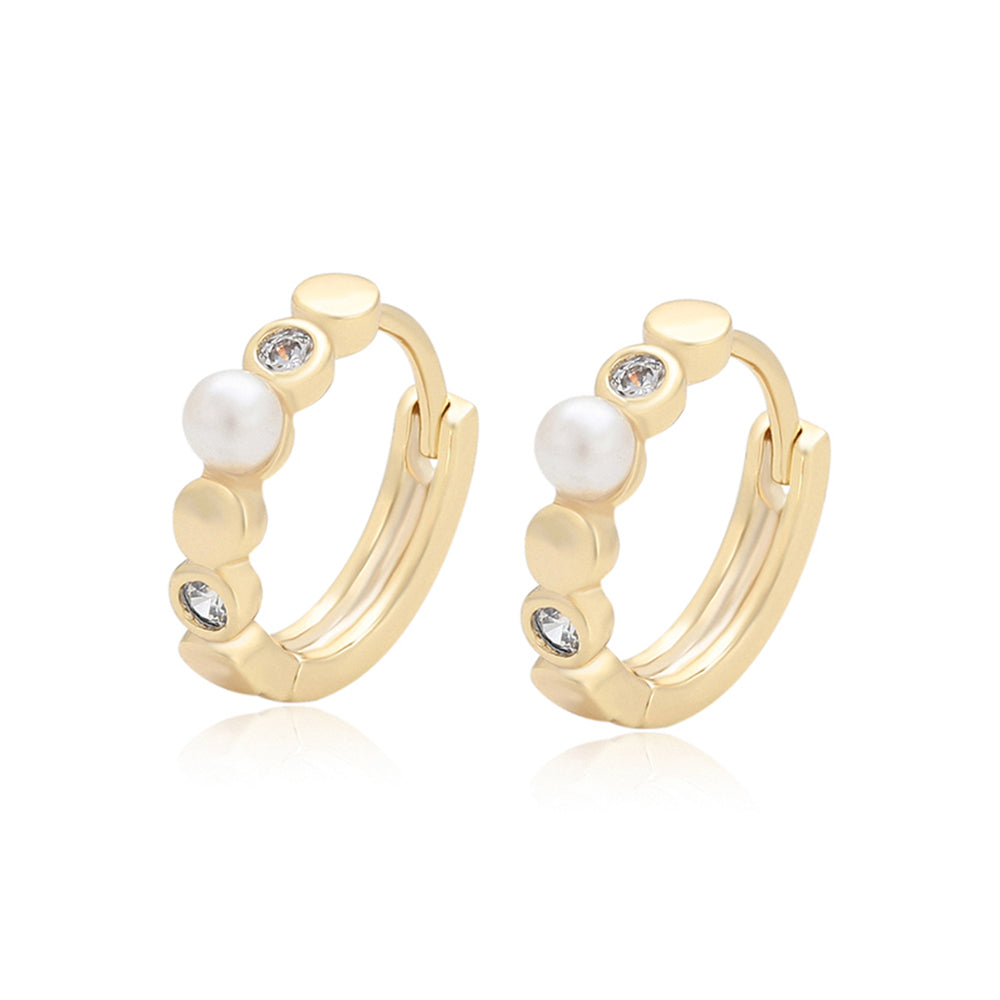 Pendientes de Aleación Bañado en Oro con Cristal Emporia® Blanco y Perla de cristal 1 