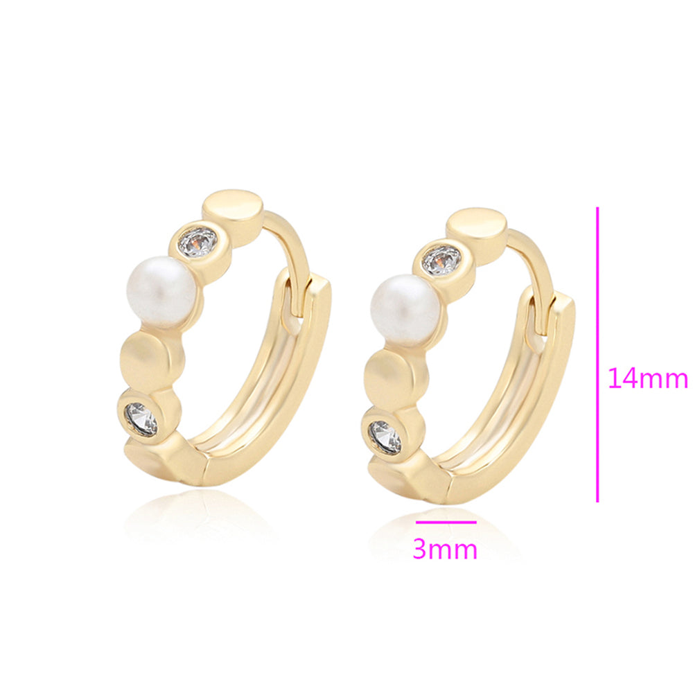Pendientes de Aleación Bañado en Oro con Cristal Emporia® Blanco y Perla de cristal 2 