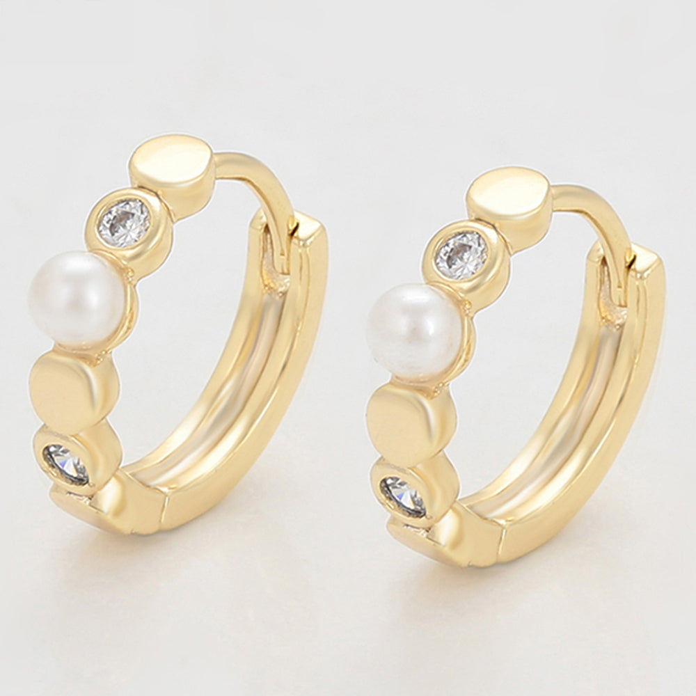 Pendientes de Aleación Bañado en Oro con Cristal Emporia® Blanco y Perla de cristal 3 
