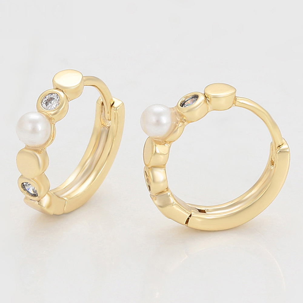 Pendientes de Aleación Bañado en Oro con Cristal Emporia® Blanco y Perla de cristal 4 