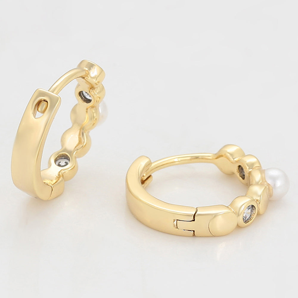 Pendientes de Aleación Bañado en Oro con Cristal Emporia® Blanco y Perla de cristal 6 