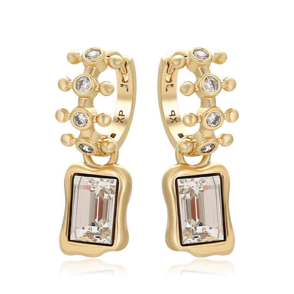 Pendientes de Aleación Bañado en Oro con Cristal Emporia® Blanco