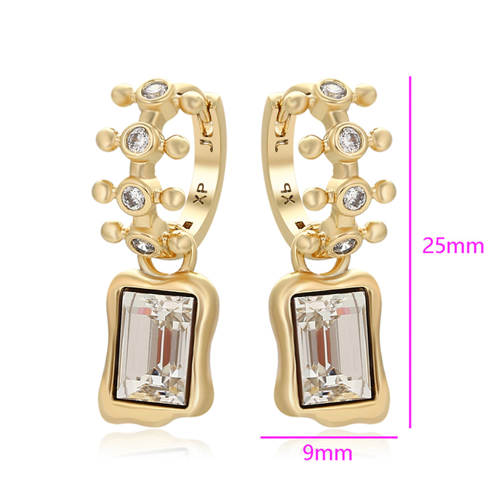 Pendientes de Aleación Bañado en Oro con Cristal Emporia® Blanco 2 