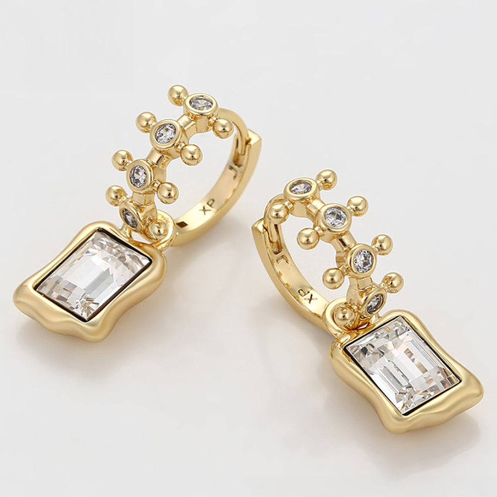 Pendientes de Aleación Bañado en Oro con Cristal Emporia® Blanco