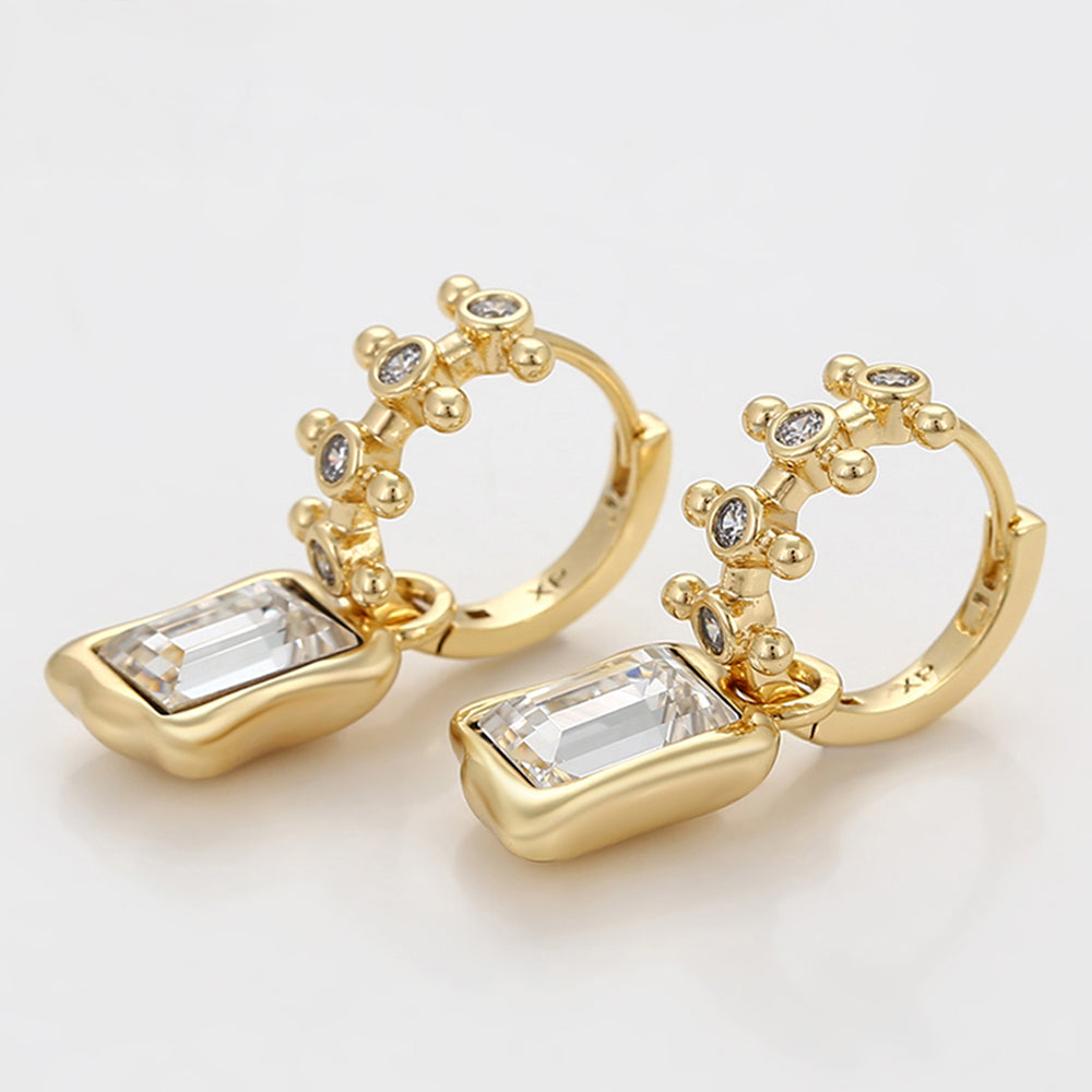 Pendientes de Aleación Bañado en Oro con Cristal Emporia® Blanco 6 