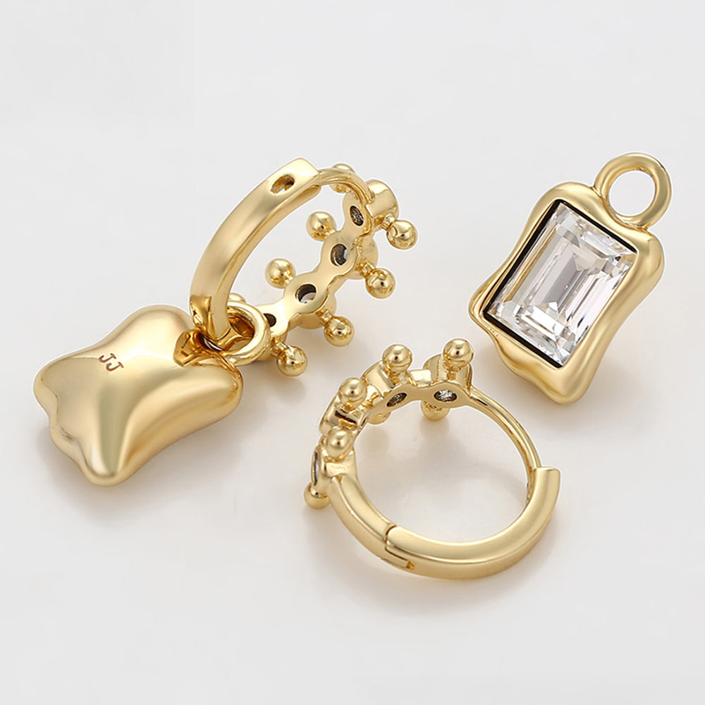 Pendientes de Aleación Bañado en Oro con Cristal Emporia® Blanco 7 