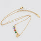 Collar de Aleación Bañado en Oro con Cristal Emporia® Rojo y Cristal Emporia® Verde