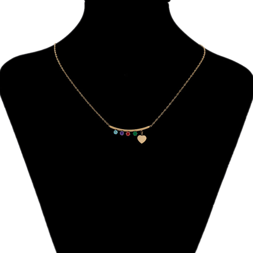 Collar de Aleación Bañado en Oro con Cristal Emporia® Rojo y Cristal Emporia® Verde