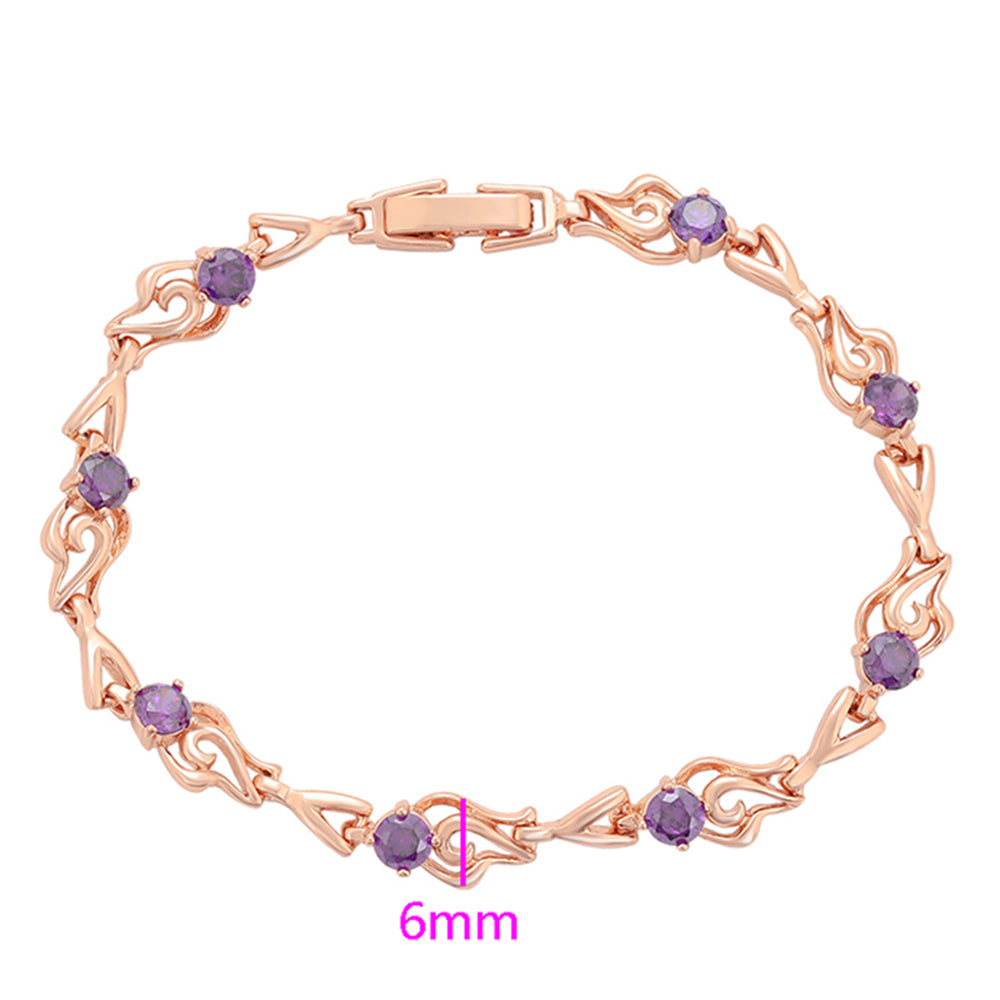 Pulsera de Aleación Bañado en Oro con Cristal Emporia® Púrpura 2 