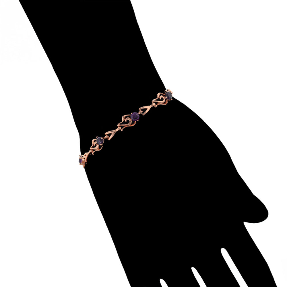 Pulsera de Aleación Bañado en Oro con Cristal Emporia® Púrpura