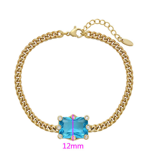 Pulsera de Aleación Bañado en Oro con Cristal Emporia® Azul