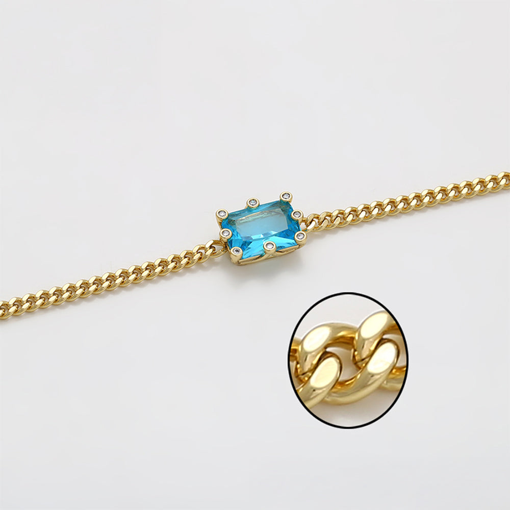 Pulsera de Aleación Bañado en Oro con Cristal Emporia® Azul