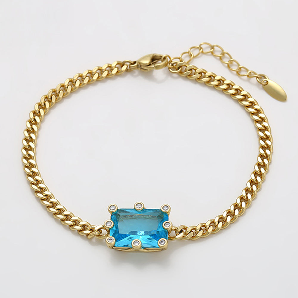 Pulsera de Aleación Bañado en Oro con Cristal Emporia® Azul 8 