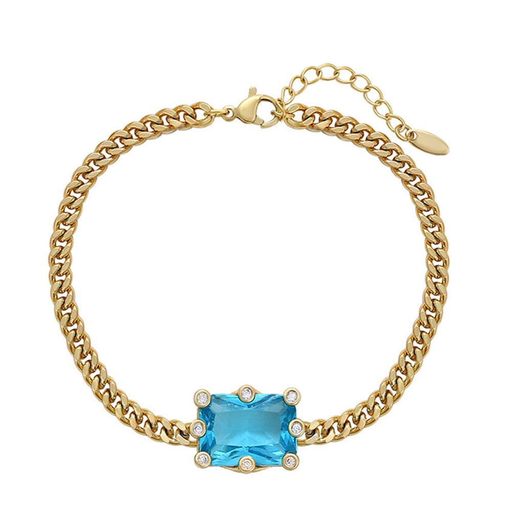 Pulsera de Aleación Bañado en Oro con Cristal Emporia® Azul 1 