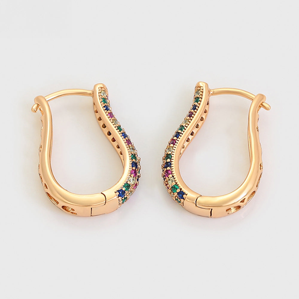 Pendientes de Aleación Bañado en Oro con Cristal Emporia® Rojo y Cristal Emporia® Azul 6 