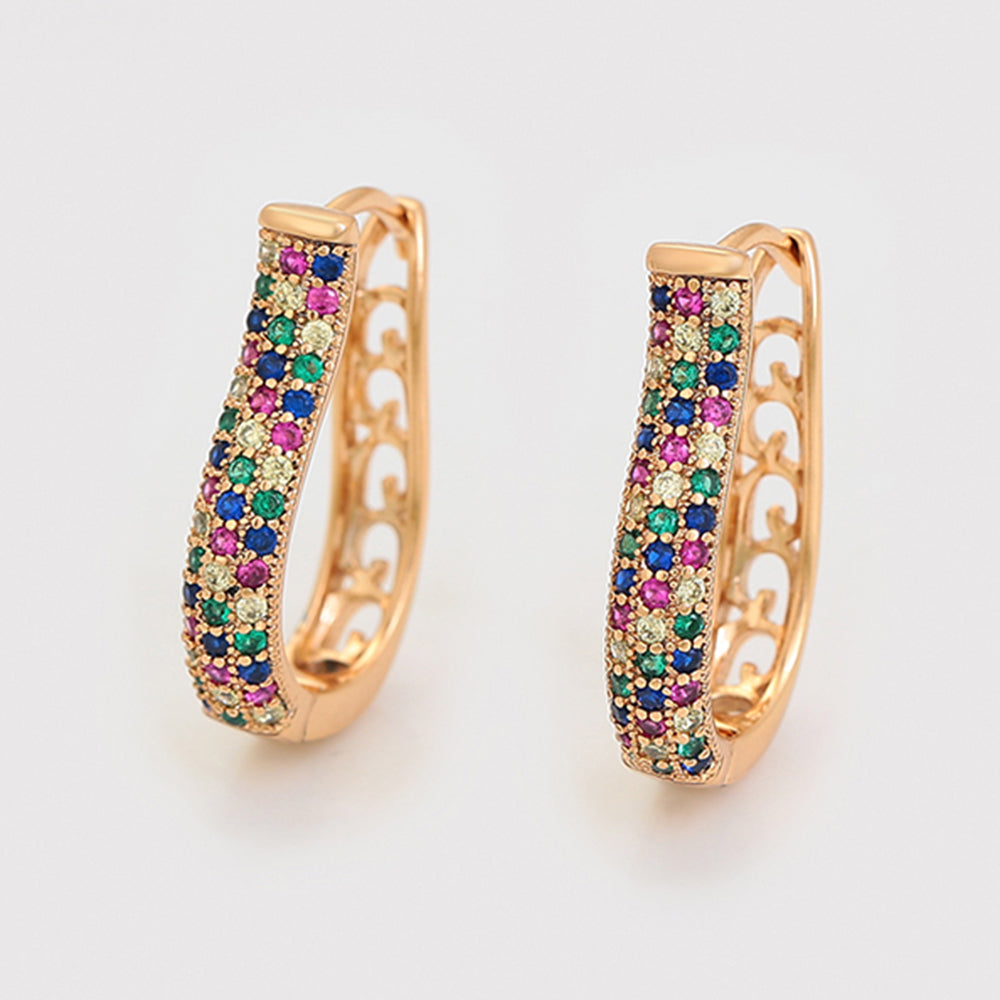 Pendientes de Aleación Bañado en Oro con Cristal Emporia® Rojo y Cristal Emporia® Azul 7 
