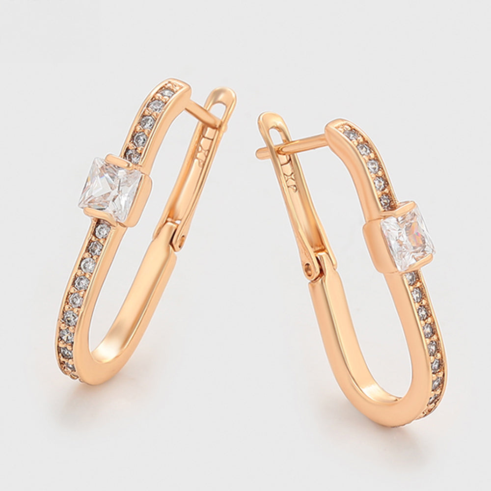 Pendientes de Aleación Bañado en Oro con Cristal Emporia® Blanco 4 
