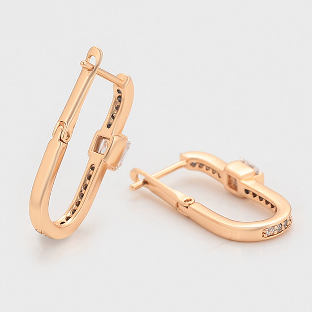 Pendientes de Aleación Bañado en Oro con Cristal Emporia® Blanco 5 
