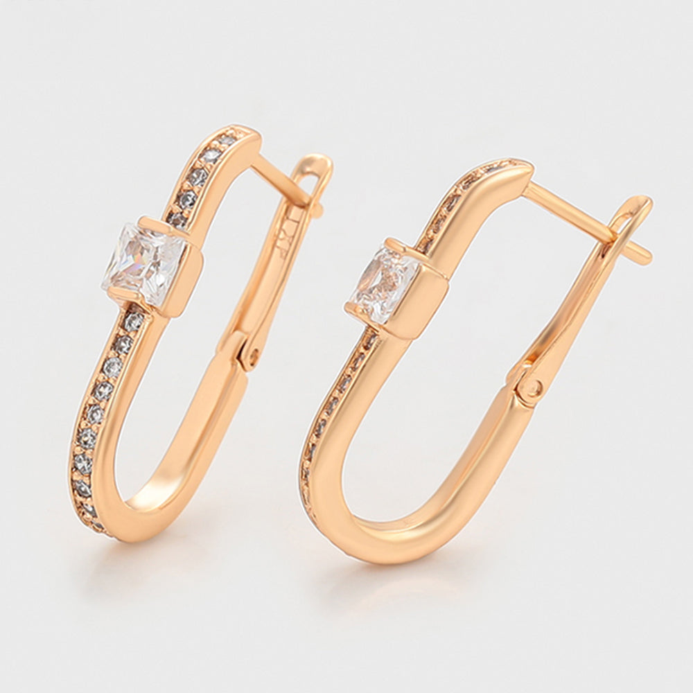 Pendientes de Aleación Bañado en Oro con Cristal Emporia® Blanco