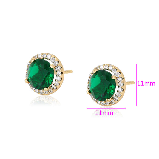 Pendientes de Aleación Bañado en Oro con Cristal Emporia® Verde y Cristal Emporia® Blanco