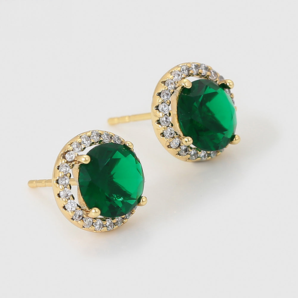 Pendientes de Aleación Bañado en Oro con Cristal Emporia® Verde y Cristal Emporia® Blanco