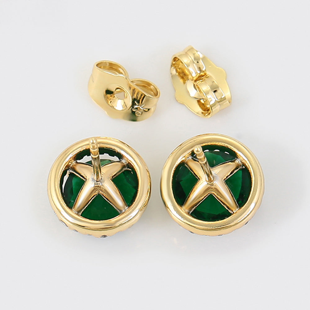 Pendientes de Aleación Bañado en Oro con Cristal Emporia® Verde y Cristal Emporia® Blanco