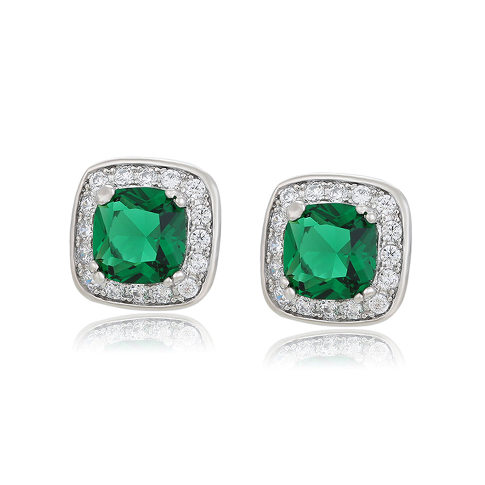 Pendientes de Aleación Bañado en Oro con Cristal Emporia® Verde y Cristal Emporia® Blanco