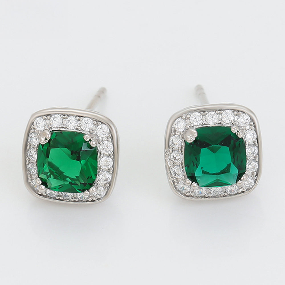 Pendientes de Aleación Bañado en Oro con Cristal Emporia® Verde y Cristal Emporia® Blanco 3 
