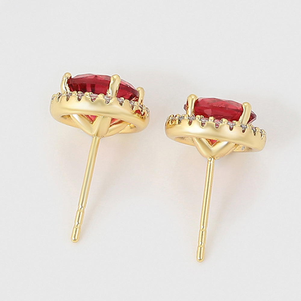 Pendientes de Aleación Bañado en Oro con Cristal Emporia® Rojo y Cristal Emporia® Blanco