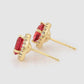 Pendientes de Aleación Bañado en Oro con Cristal Emporia® Rojo y Cristal Emporia® Blanco