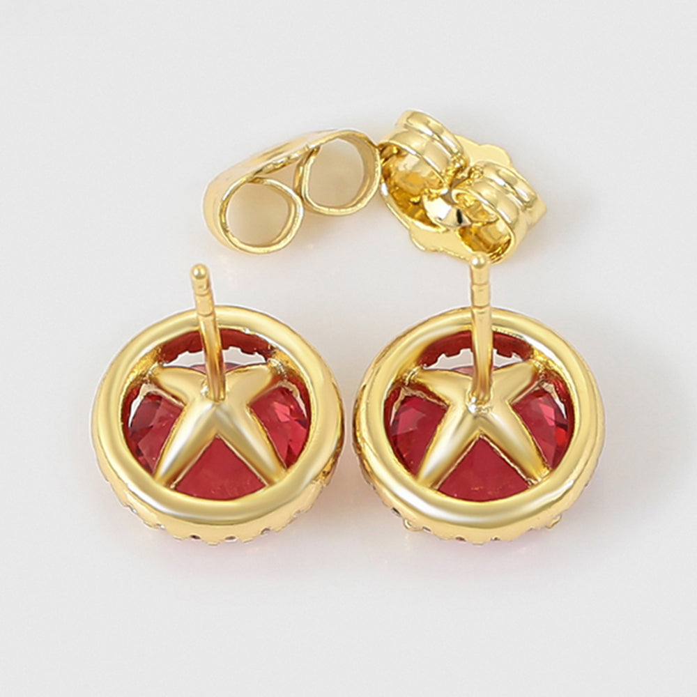 Pendientes de Aleación Bañado en Oro con Cristal Emporia® Rojo y Cristal Emporia® Blanco