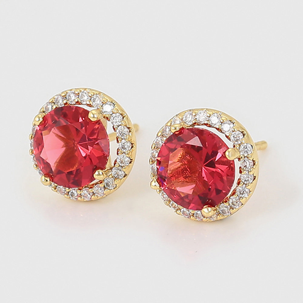 Pendientes de Aleación Bañado en Oro con Cristal Emporia® Rojo y Cristal Emporia® Blanco
