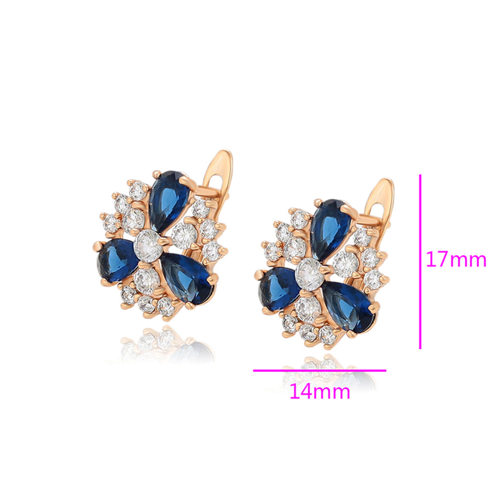 Pendientes de Aleación Bañado en Oro con Cristal Emporia® Azul y Cristal Emporia® Blanco 2 