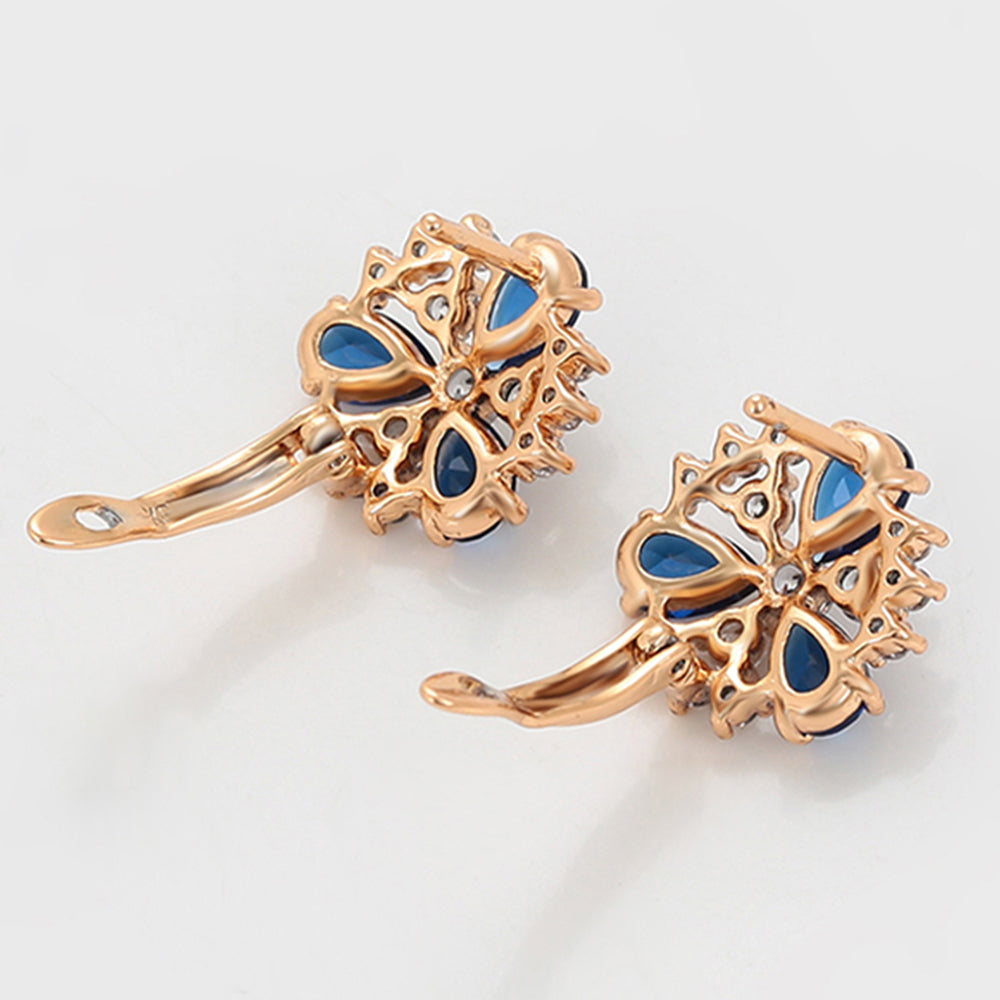 Pendientes de Aleación Bañado en Oro con Cristal Emporia® Azul y Cristal Emporia® Blanco