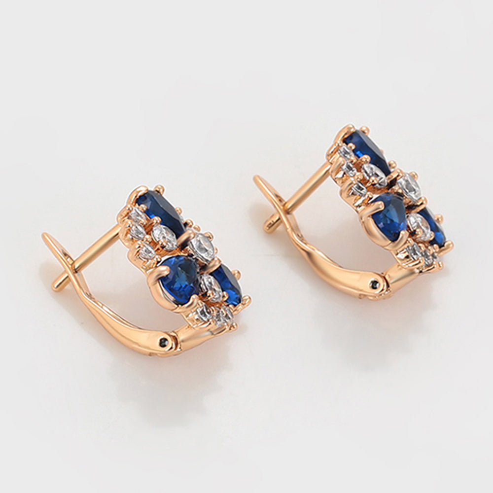 Pendientes de Aleación Bañado en Oro con Cristal Emporia® Azul y Cristal Emporia® Blanco 6 