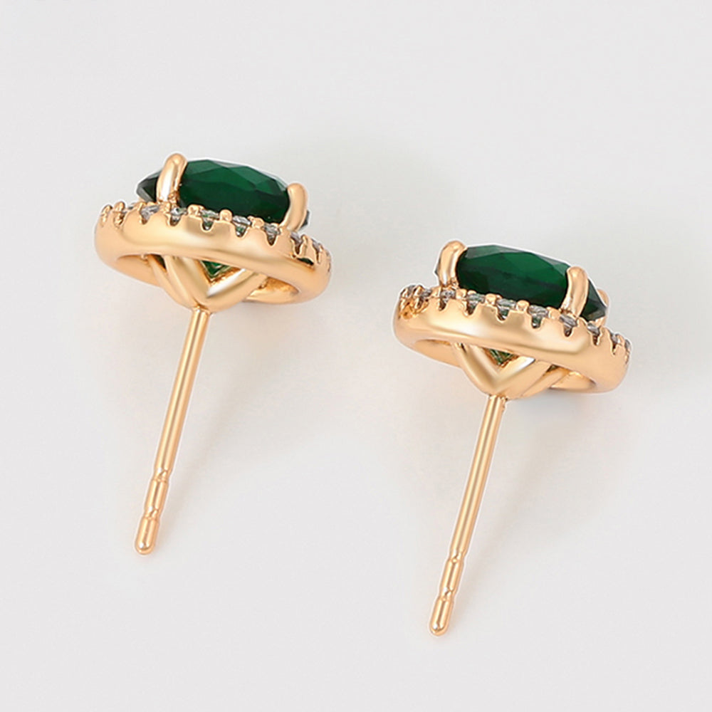 Pendientes de Aleación Bañado en Oro con Cristal Emporia® Verde y Cristal Emporia® Blanco 3 