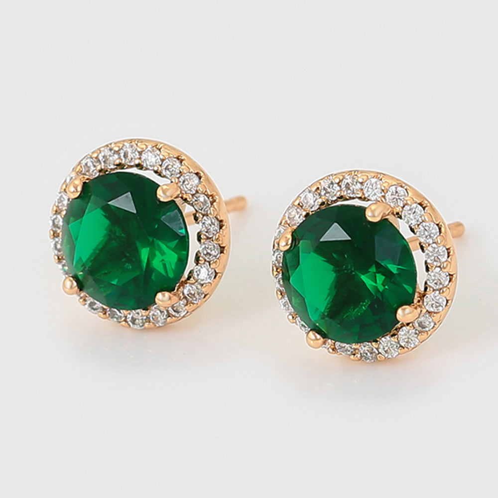 Pendientes de Aleación Bañado en Oro con Cristal Emporia® Verde y Cristal Emporia® Blanco 4 