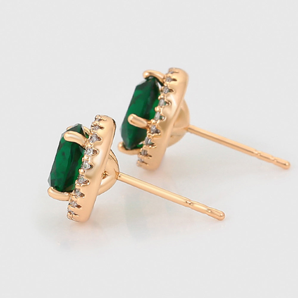 Pendientes de Aleación Bañado en Oro con Cristal Emporia® Verde y Cristal Emporia® Blanco 6 