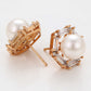 Pendientes de Aleación Bañado en Oro con Perla de cristal y Cristal Emporia® Blanco