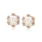 Pendientes de Aleación Bañado en Oro con Perla de cristal y Cristal Emporia® Blanco