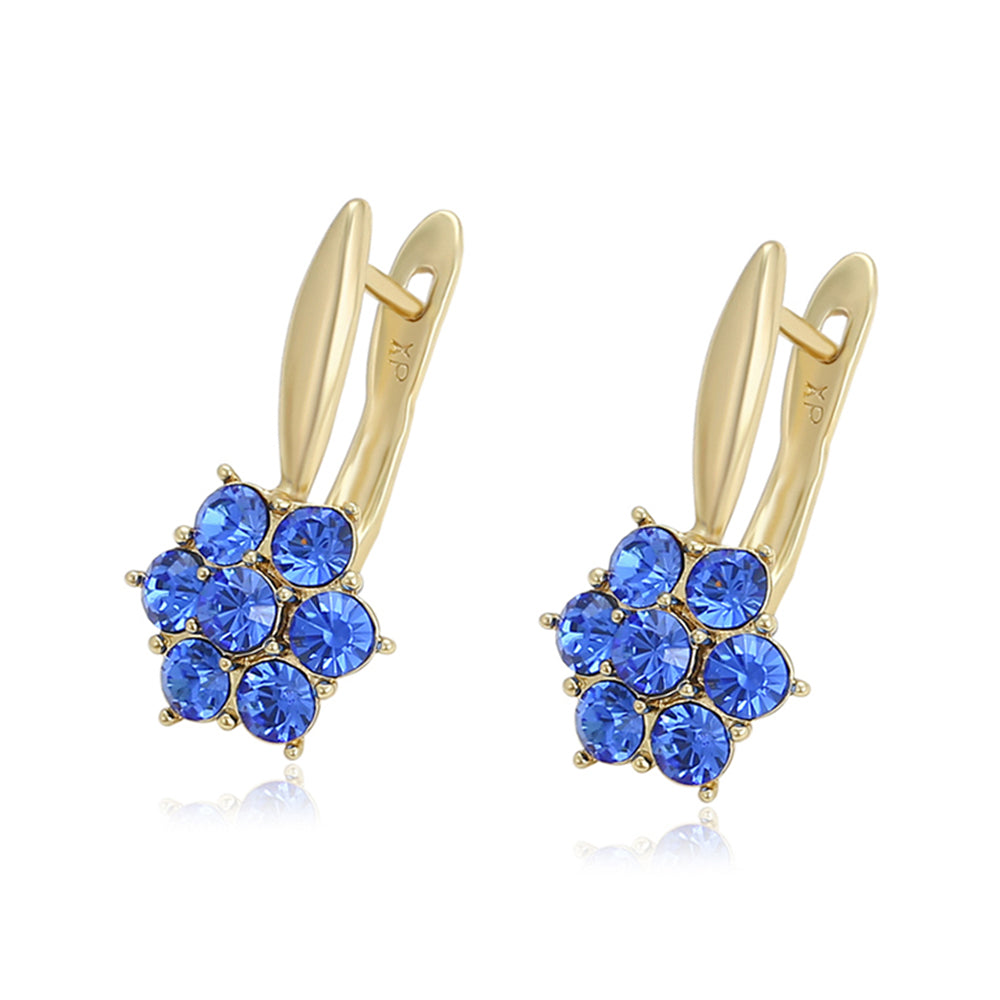 Pendientes de Aleación Bañado en Oro con Cristal Emporia® Azul 1 