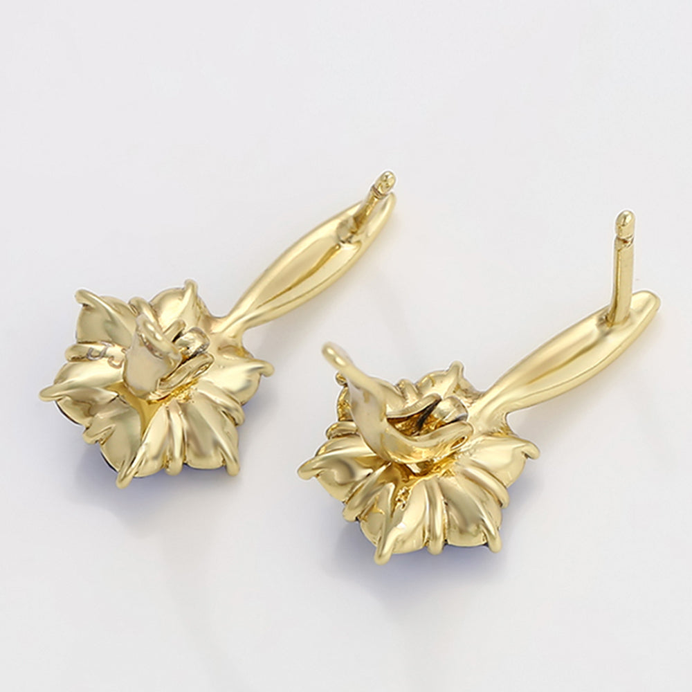 Pendientes de Aleación Bañado en Oro con Cristal Emporia® Azul 5 