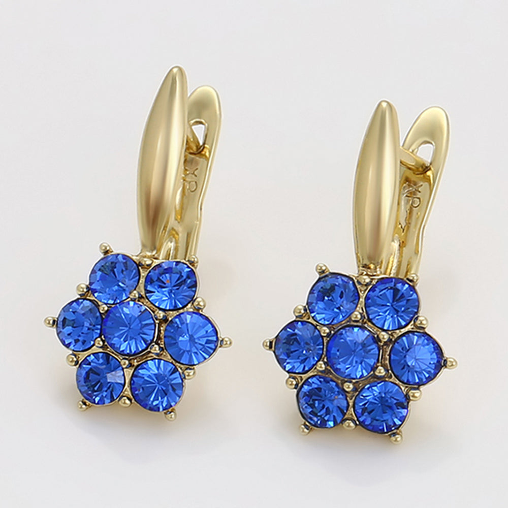 Pendientes de Aleación Bañado en Oro con Cristal Emporia® Azul 6 