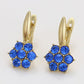 Pendientes de Aleación Bañado en Oro con Cristal Emporia® Azul