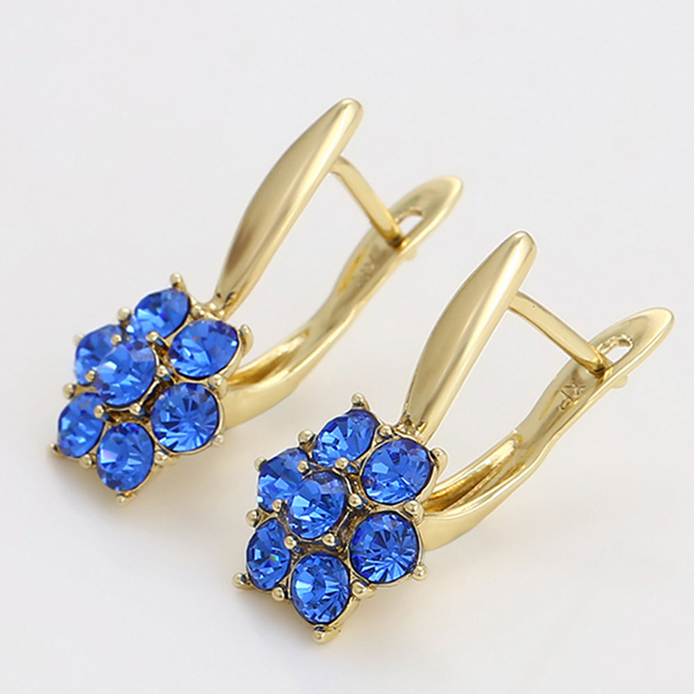 Pendientes de Aleación Bañado en Oro con Cristal Emporia® Azul 7 