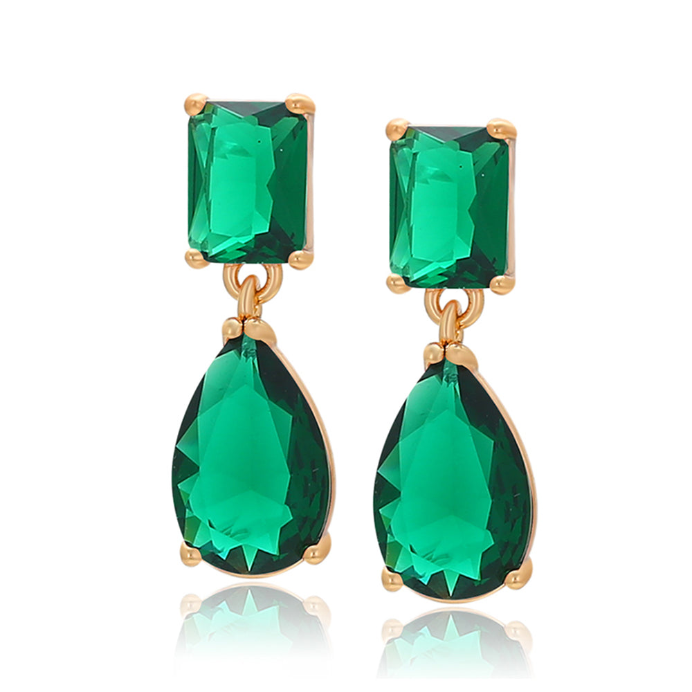 Pendientes de Aleación Bañado en Oro con Cristal Emporia® Verde 1 